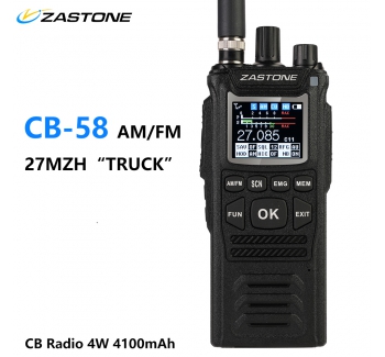 Zastone CB-58 Handheld Walkie Talkie 27MHz CB Radio HAM 4W 12V all 240 CB channels 26 to 27MHz 4000hAm