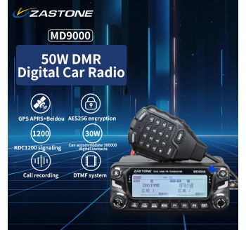 ZASTONE MD9000 DMR Digital Car Walkie Talkie 50W Dual Band Mobile Radio Gps APRS Walkie-talkie AES256 DTMF Amateur Transceiver